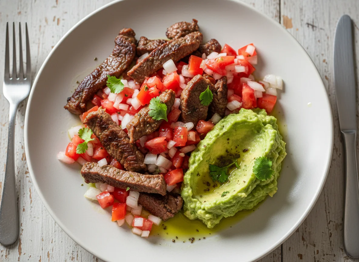 Restos de asado con ensalada chilena y palta photo