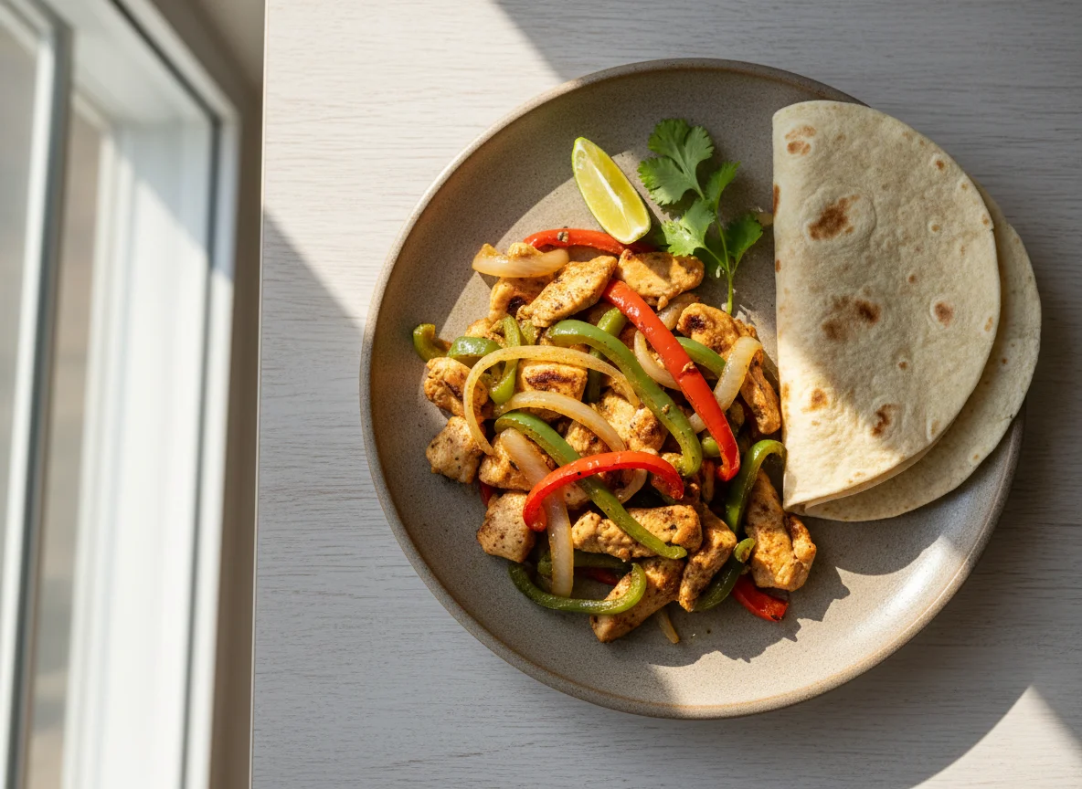 Restos de fajitas de pollo photo