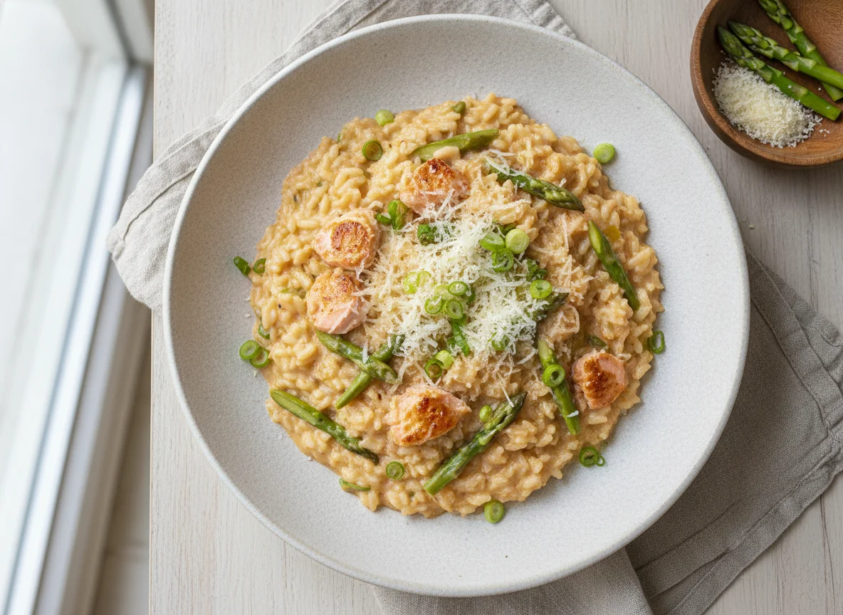 Risotto de salmón y espárragos photo