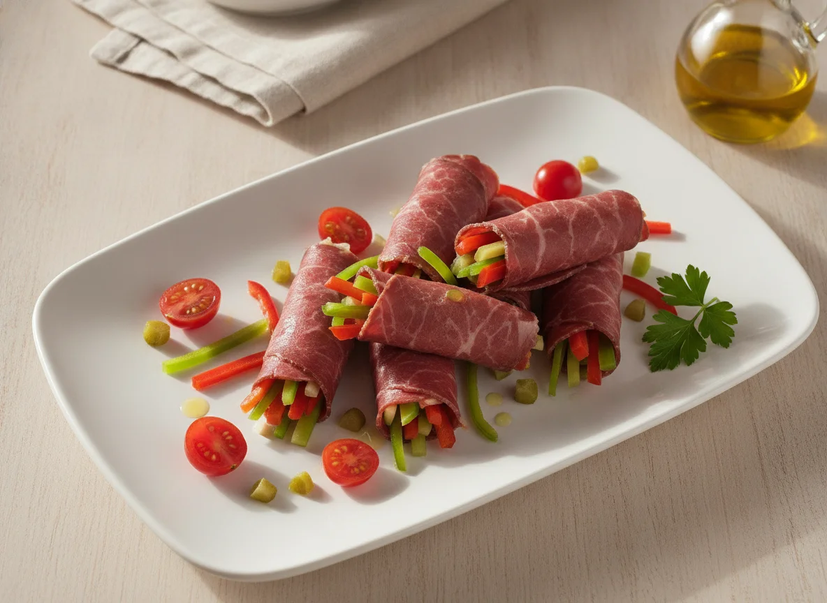 Rollitos de cecina con verduras photo