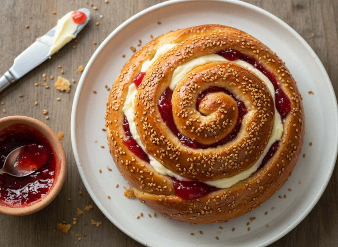 Rollo de pan dulce con relleno photo