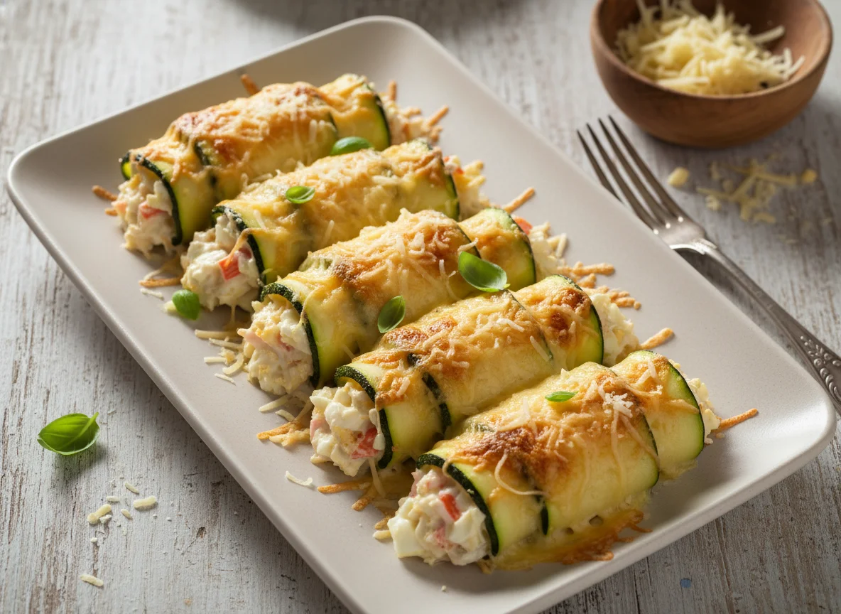 Rollos de calabacín gratinados photo