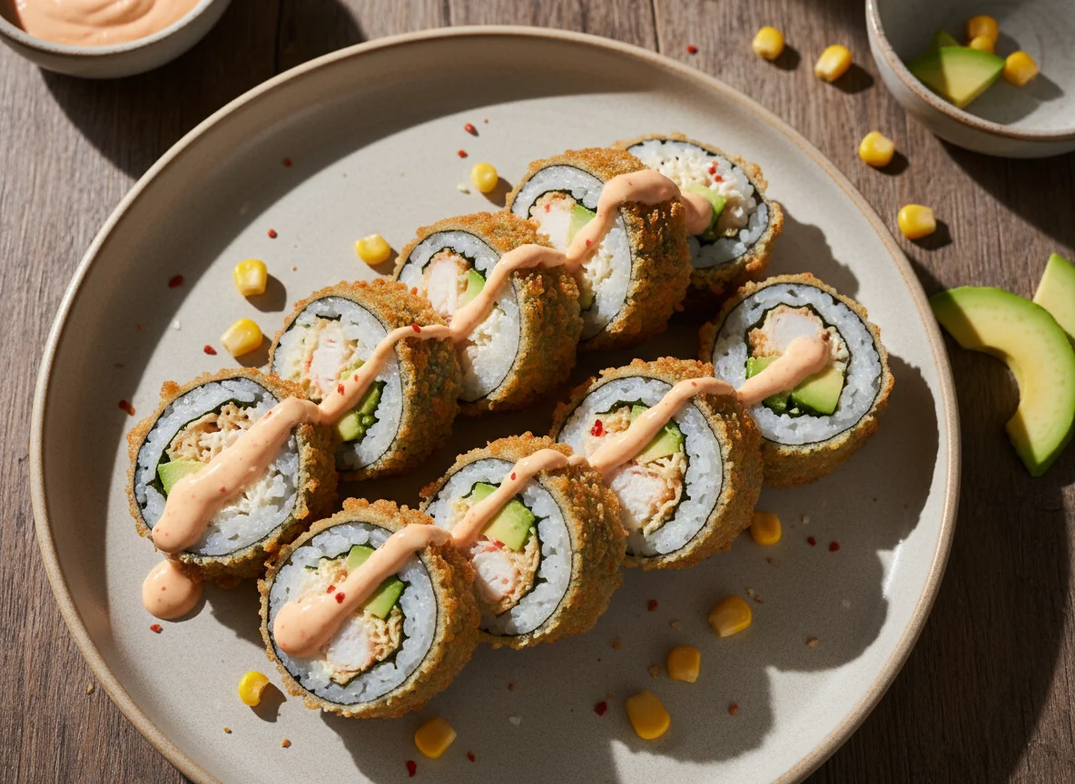 Rollos de sushi fritos photo