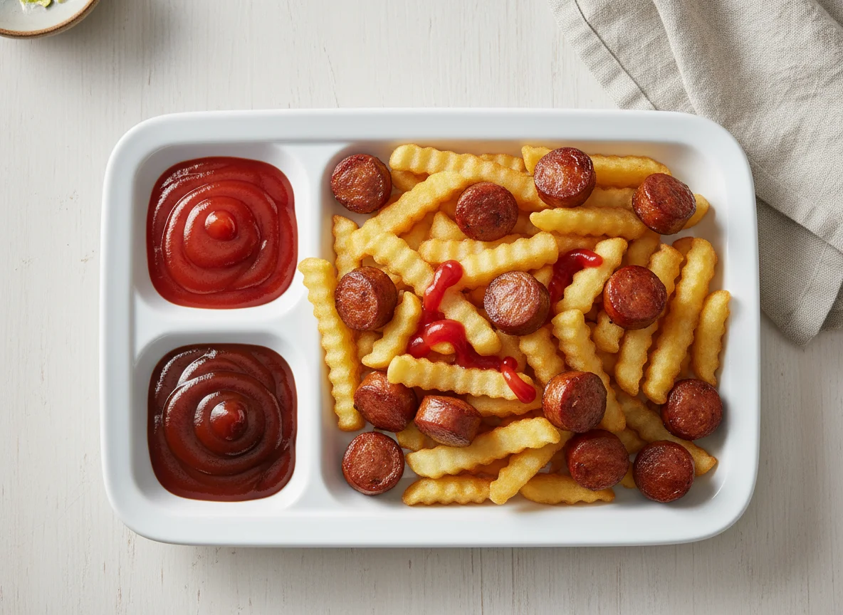 Salchipapas con salsas photo