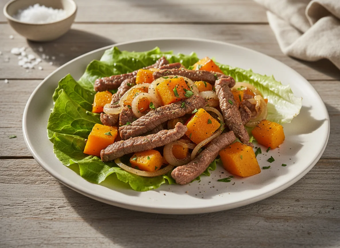 Salteado de carne con verduras photo