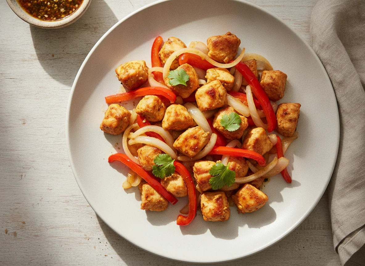 Salteado de pollo con vegetales photo