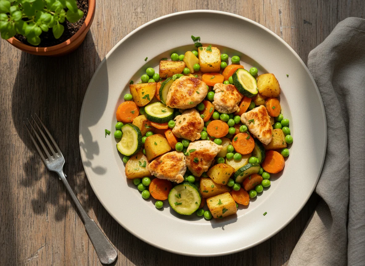 Salteado de pollo y verduras photo