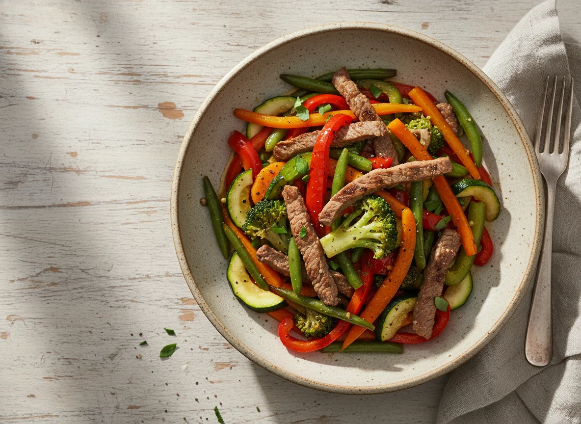 Salteado de ternera con verduras photo