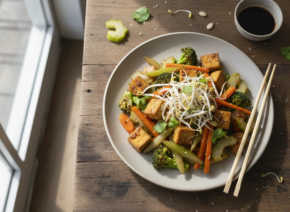 Salteado de tofu y vegetales photo