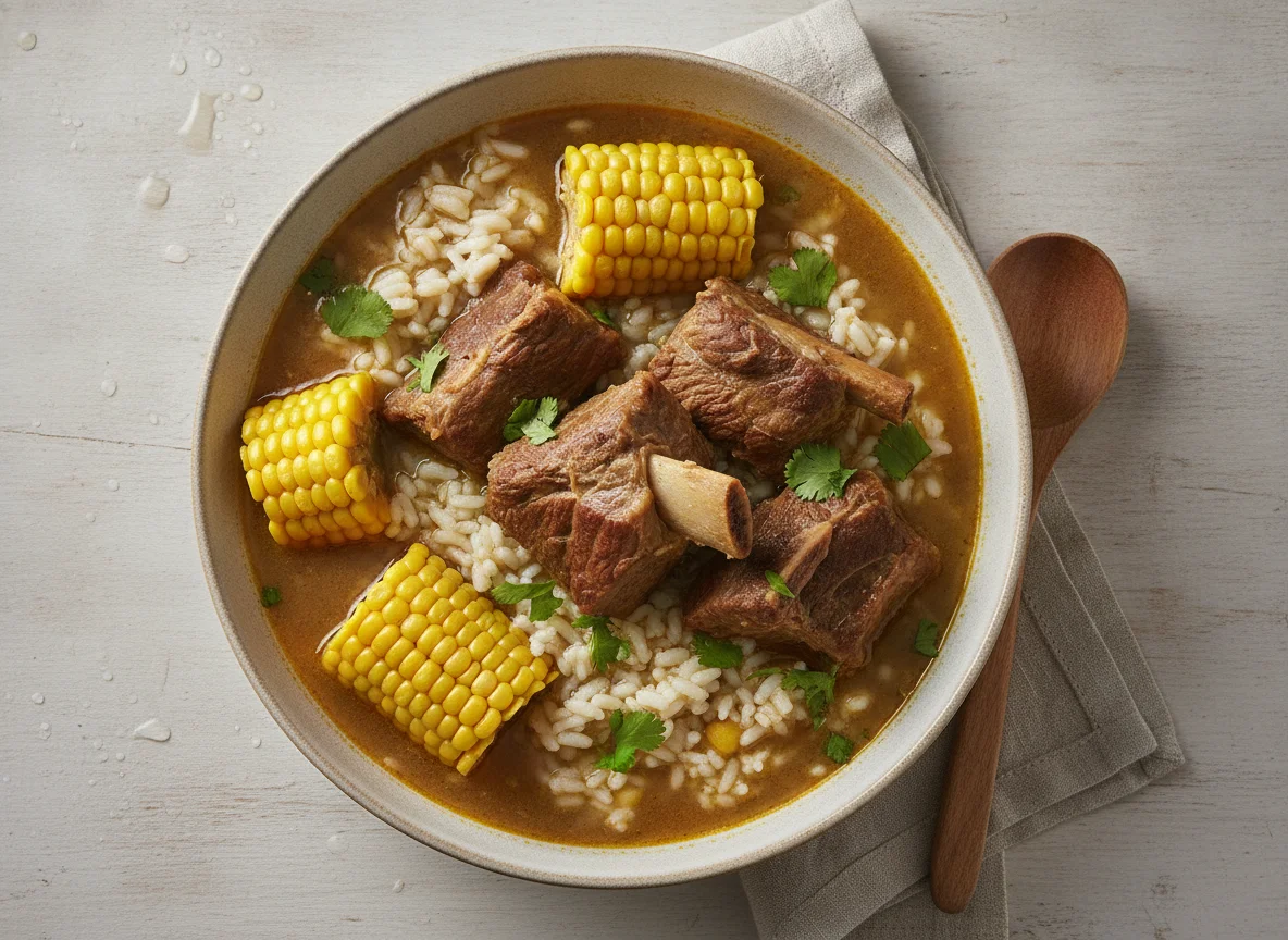 Sancocho de costilla con arroz photo