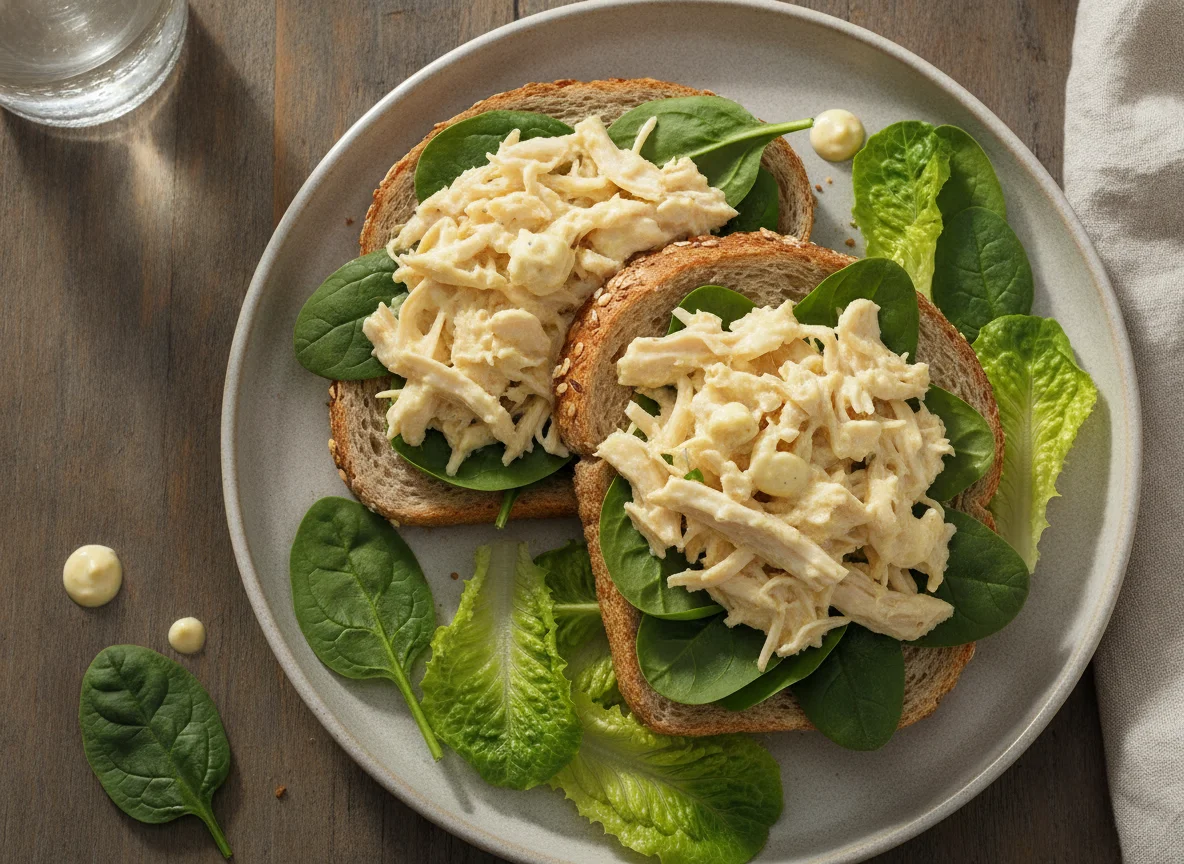 Sándwich abierto de pollo con ensalada photo