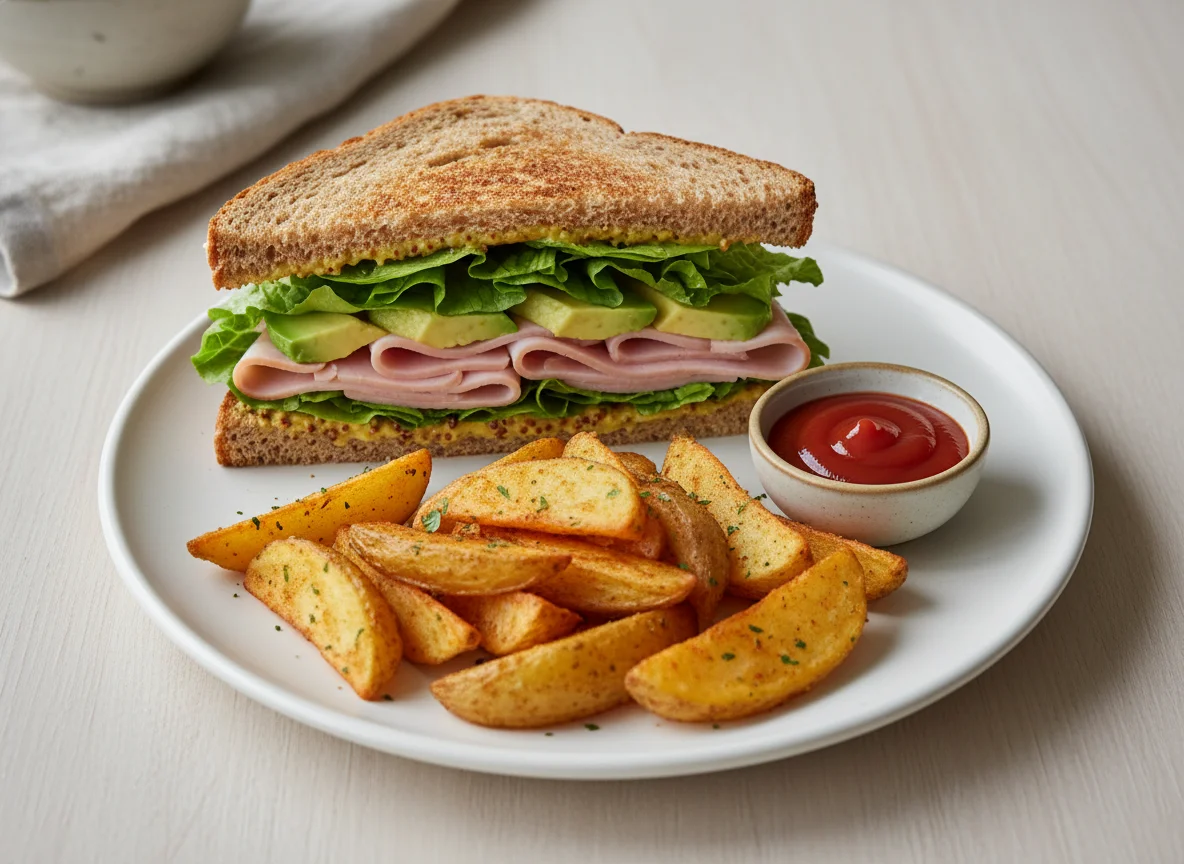 Sándwich con papas gajo photo