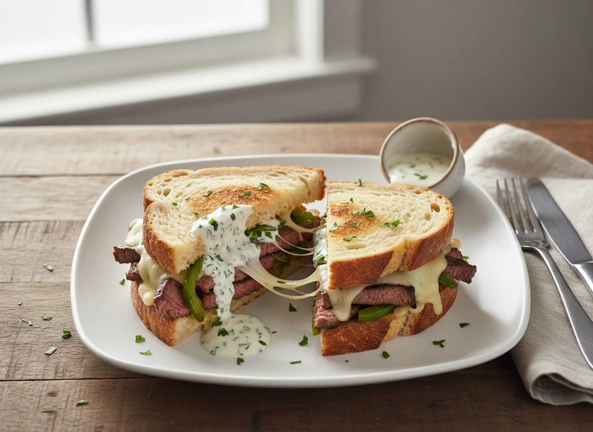 Sándwich de bistec con queso photo