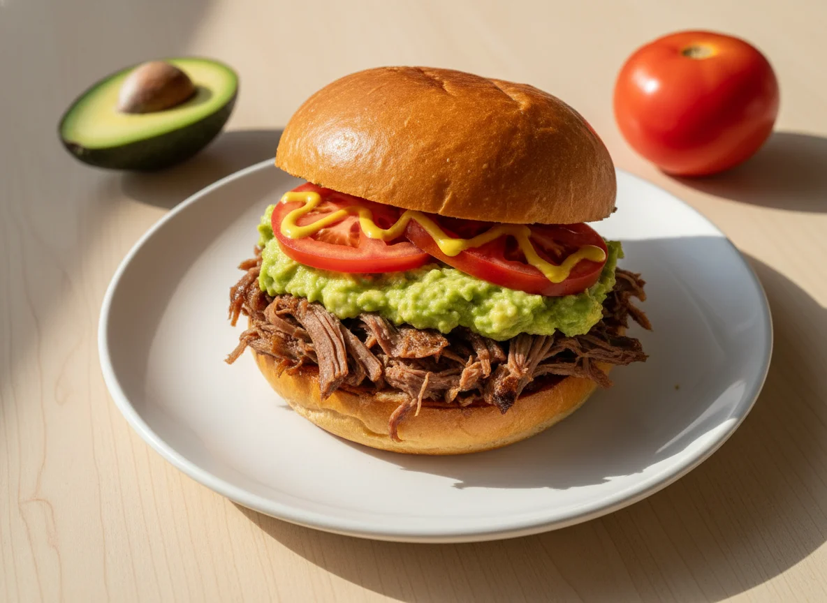 Sándwich de carne con palta photo