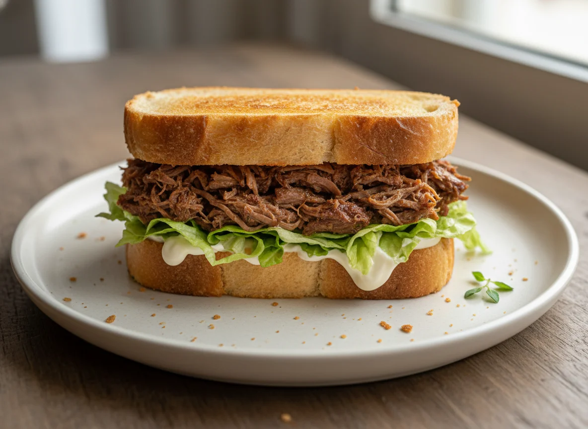 Sándwich de carne y lechuga photo