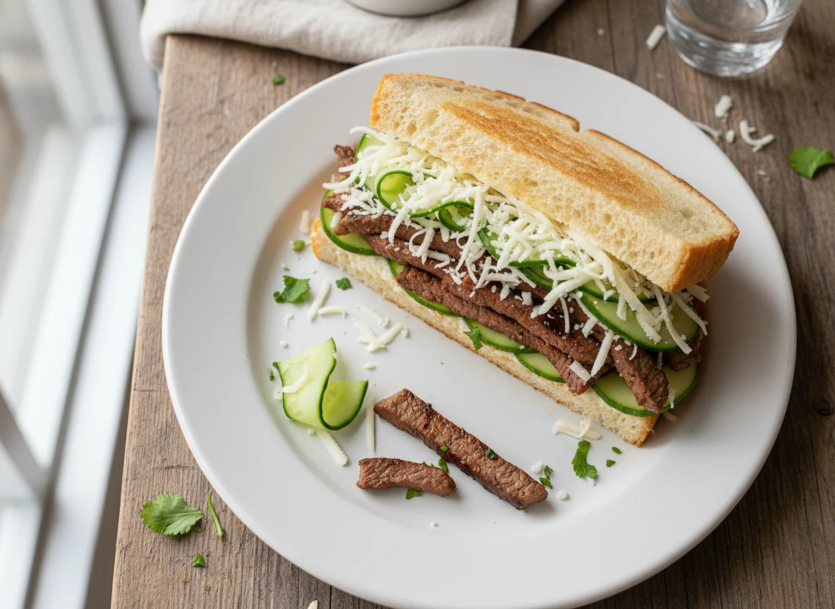 Sándwich de carne y pepino photo