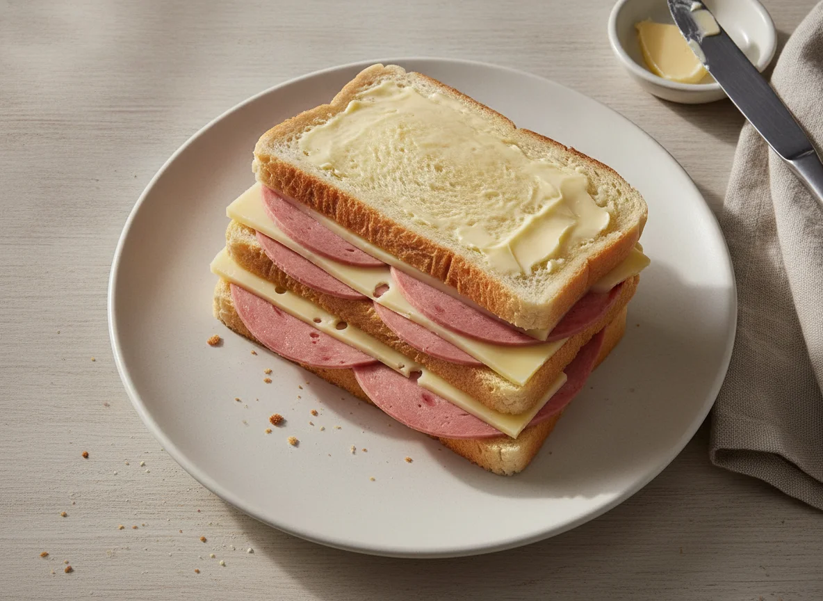 Sándwich de embutido y queso photo