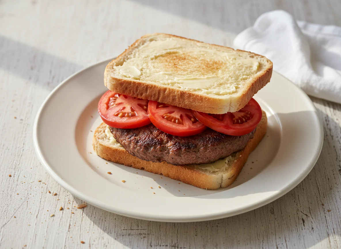 Sándwich de hamburguesa con tomate photo