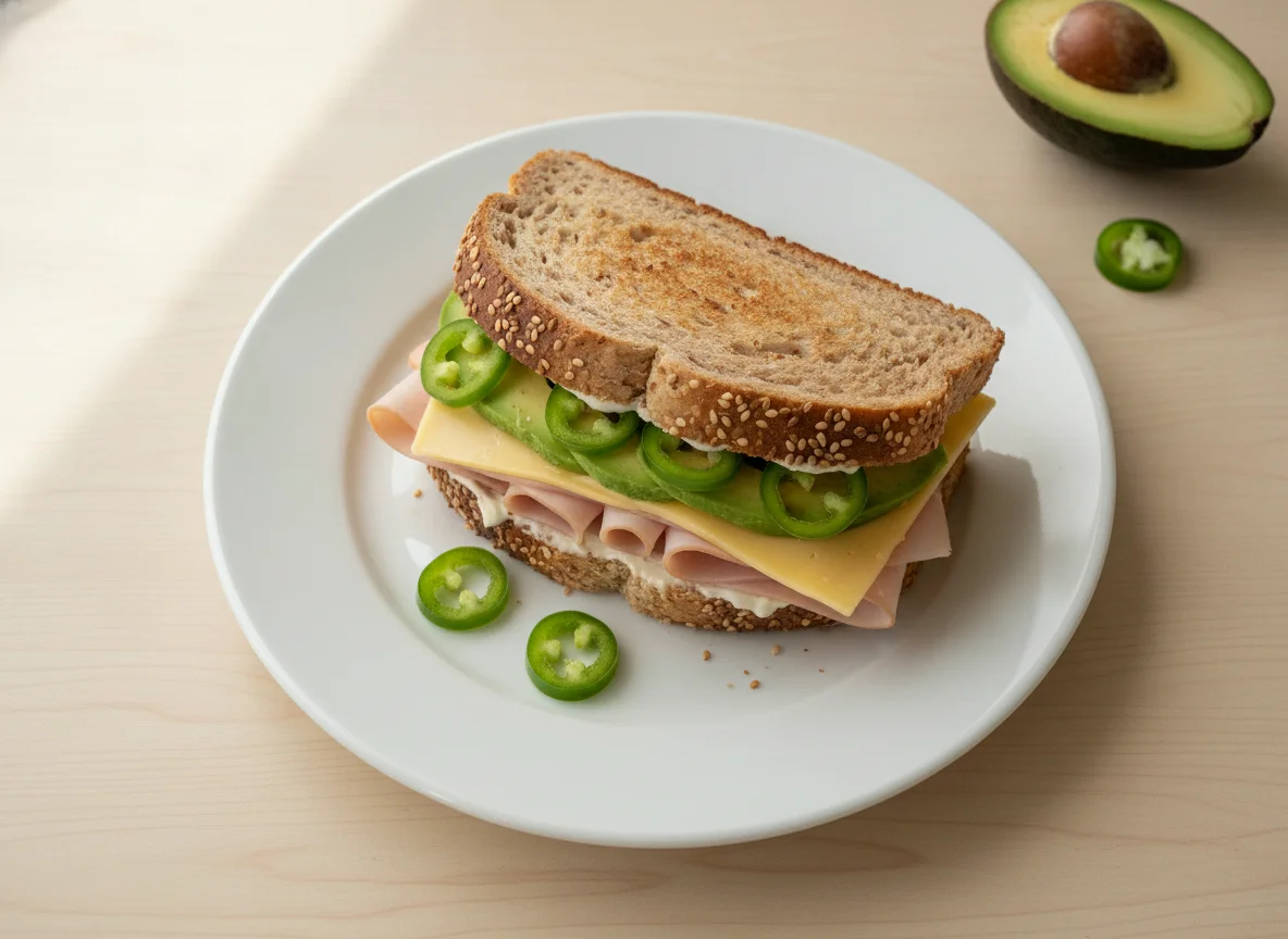 Sándwich de jamón con chile serrano photo