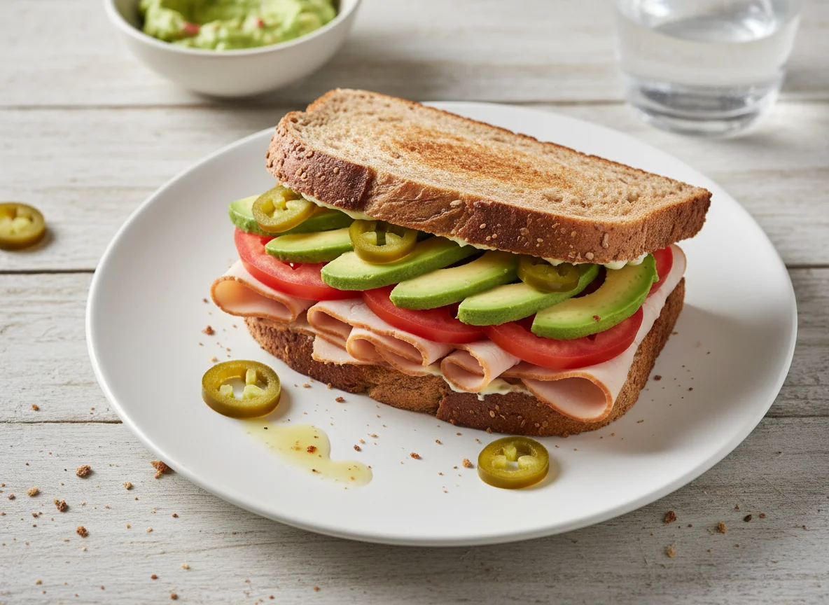 Sándwich de jamón y aguacate photo
