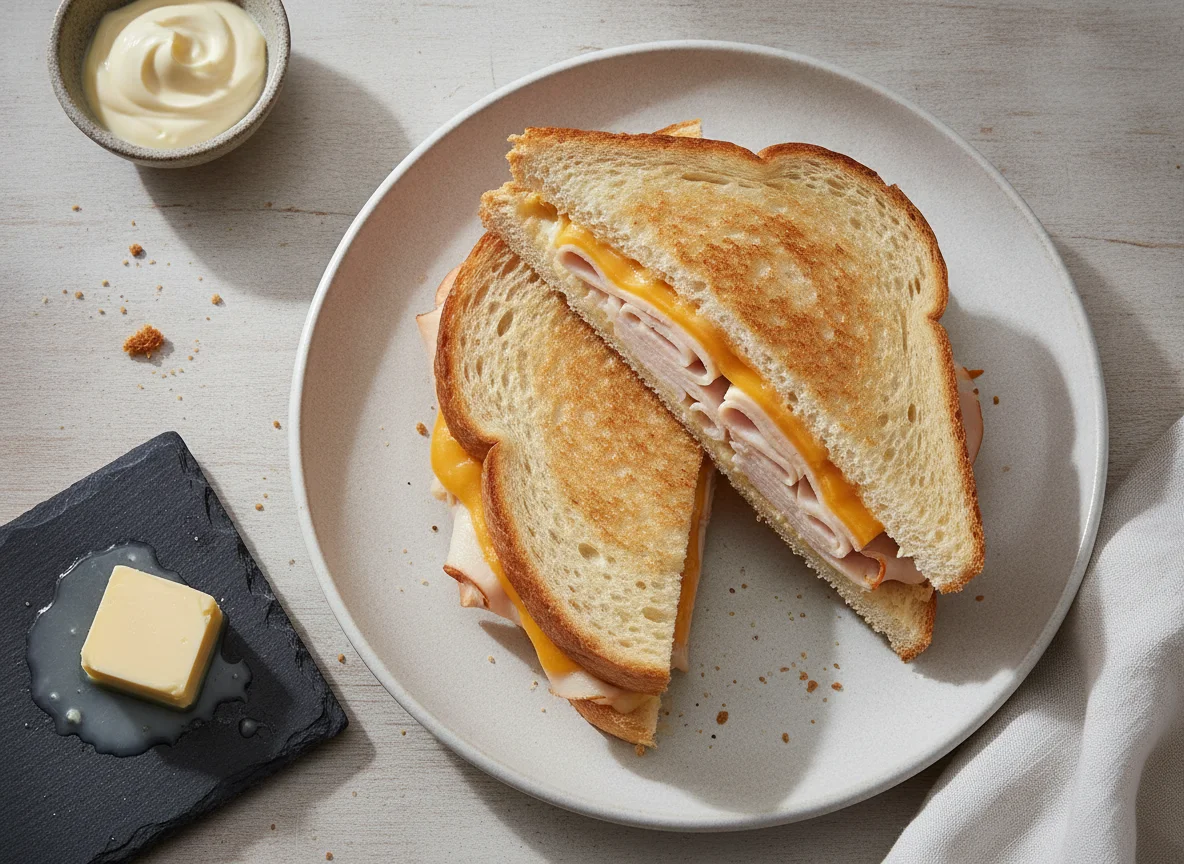 Sándwich de jamón y queso a la plancha photo