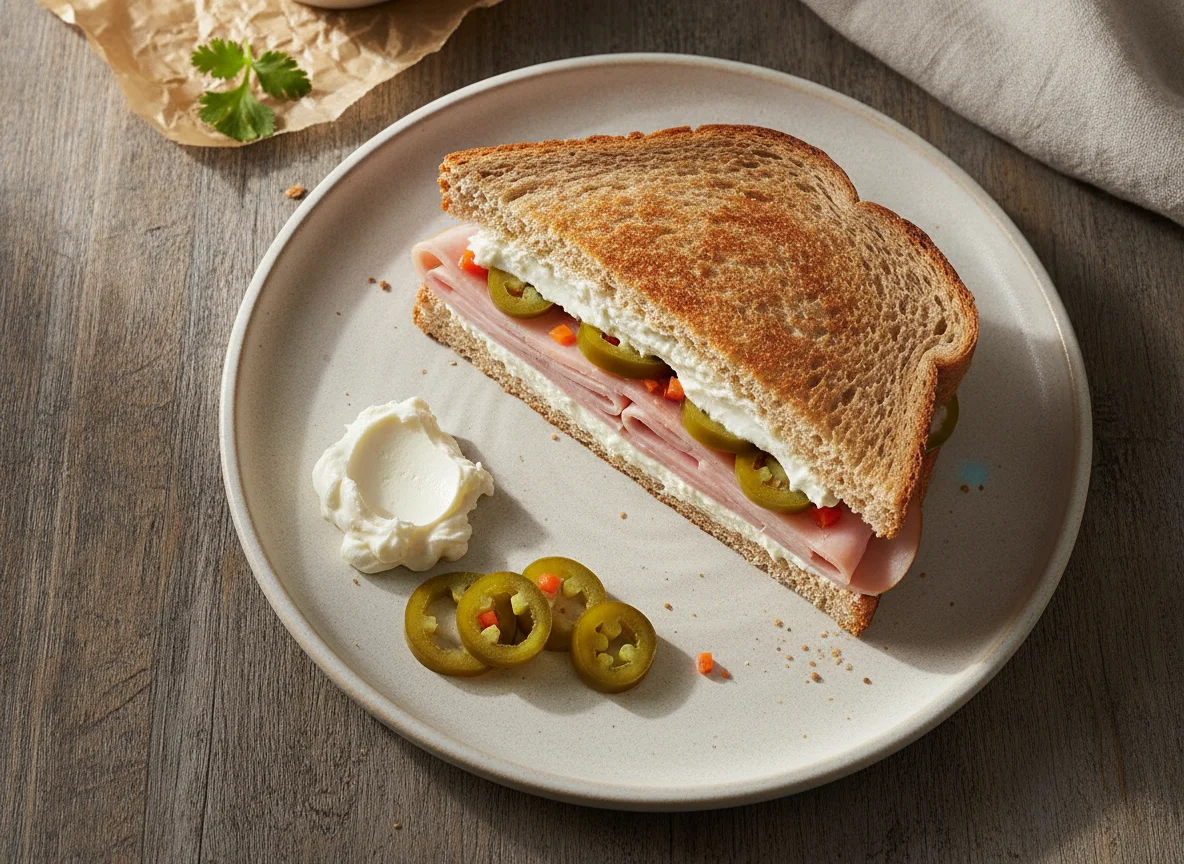 Sándwich de jamón y queso crema photo