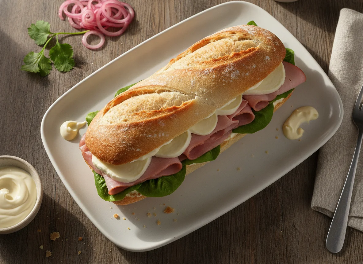 Sándwich de jamón y queso tipo cubano photo