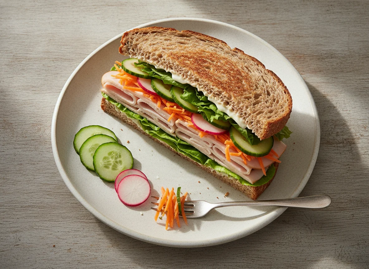 Sándwich de jamón y vegetales photo