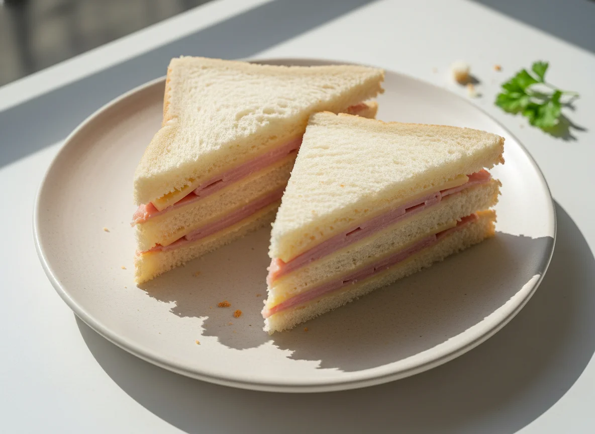Sándwich de miga jamón y queso photo