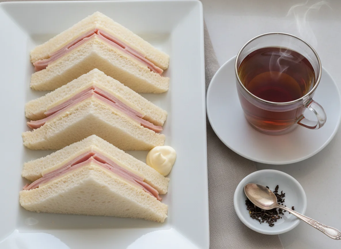 Sándwich de miga y té photo