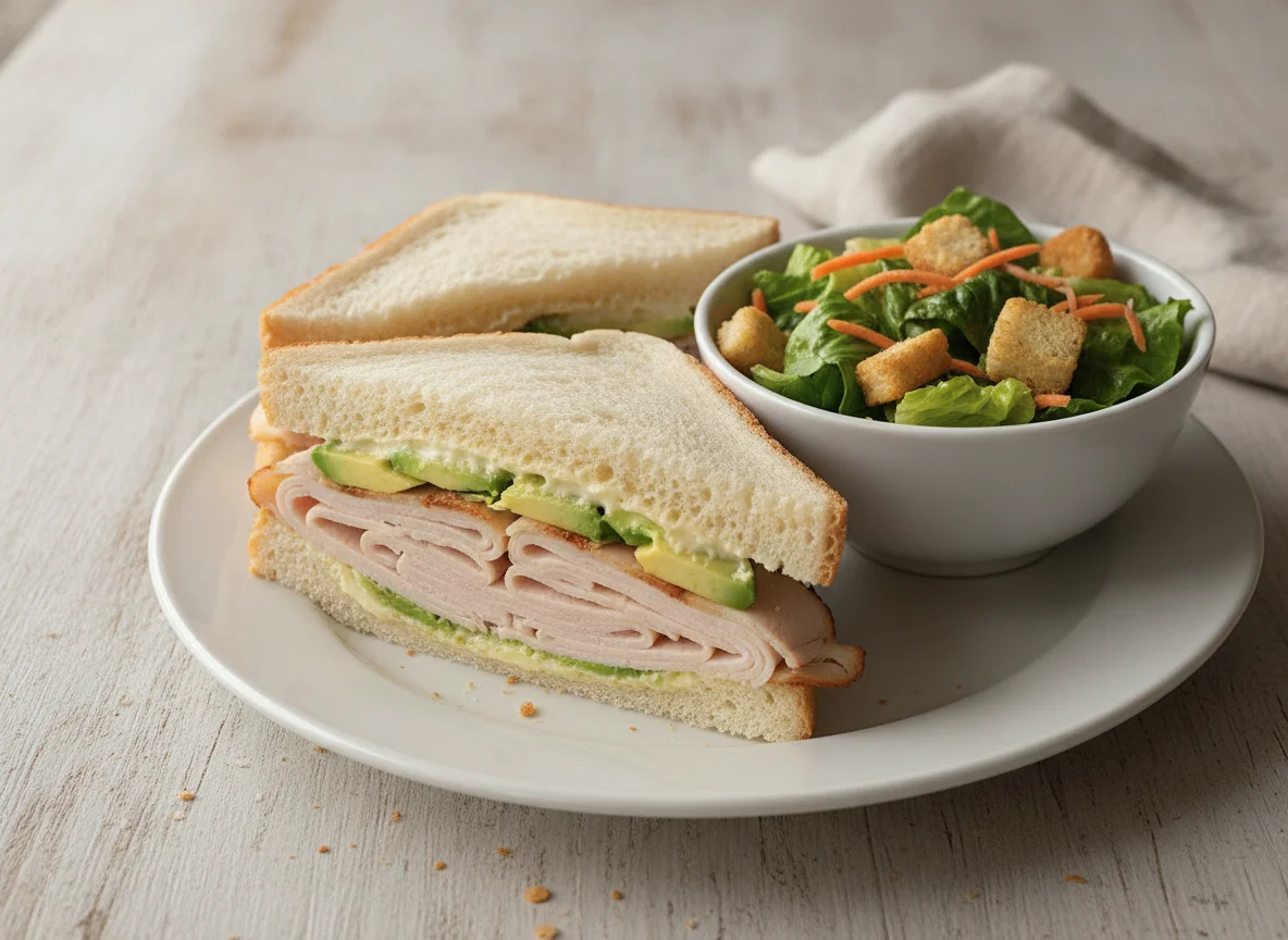 Sándwich de pavo con ensalada lateral photo