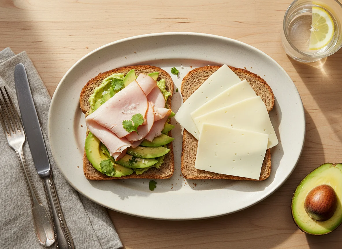 Sándwich de pavo, queso y palta photo