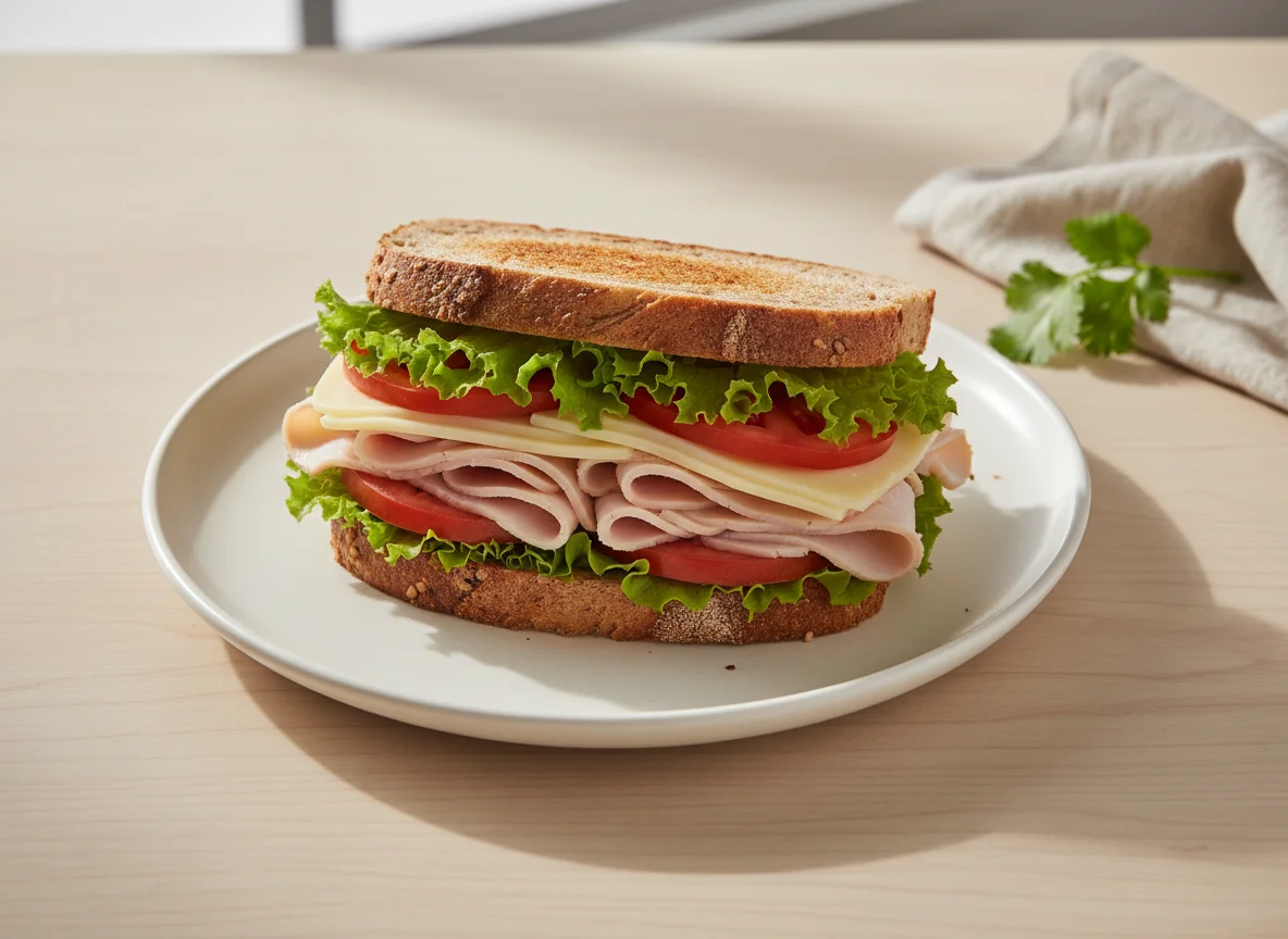 Sándwich de pavo y vegetales photo