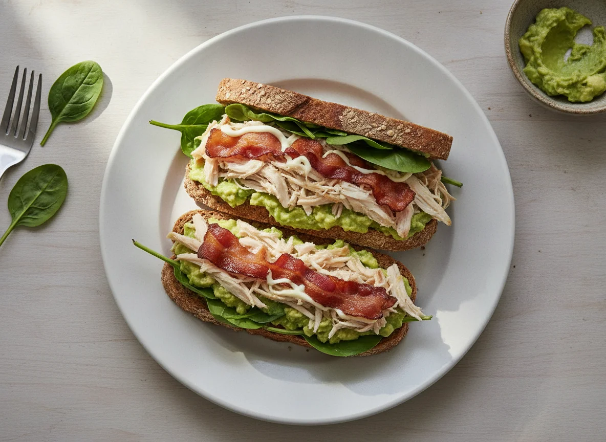 Sándwich de pollo con bacon y aguacate photo
