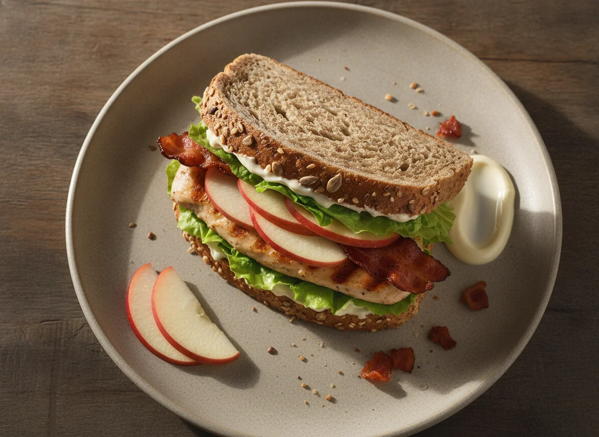 Sándwich de pollo con manzana y tocino photo