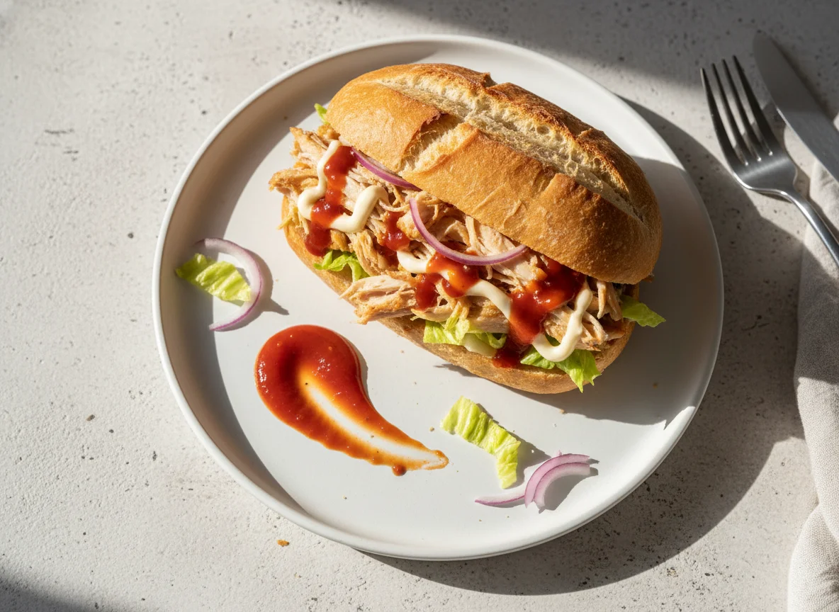 Sándwich de pollo con salsa photo