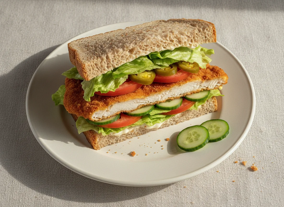 Sándwich de pollo con vegetales photo