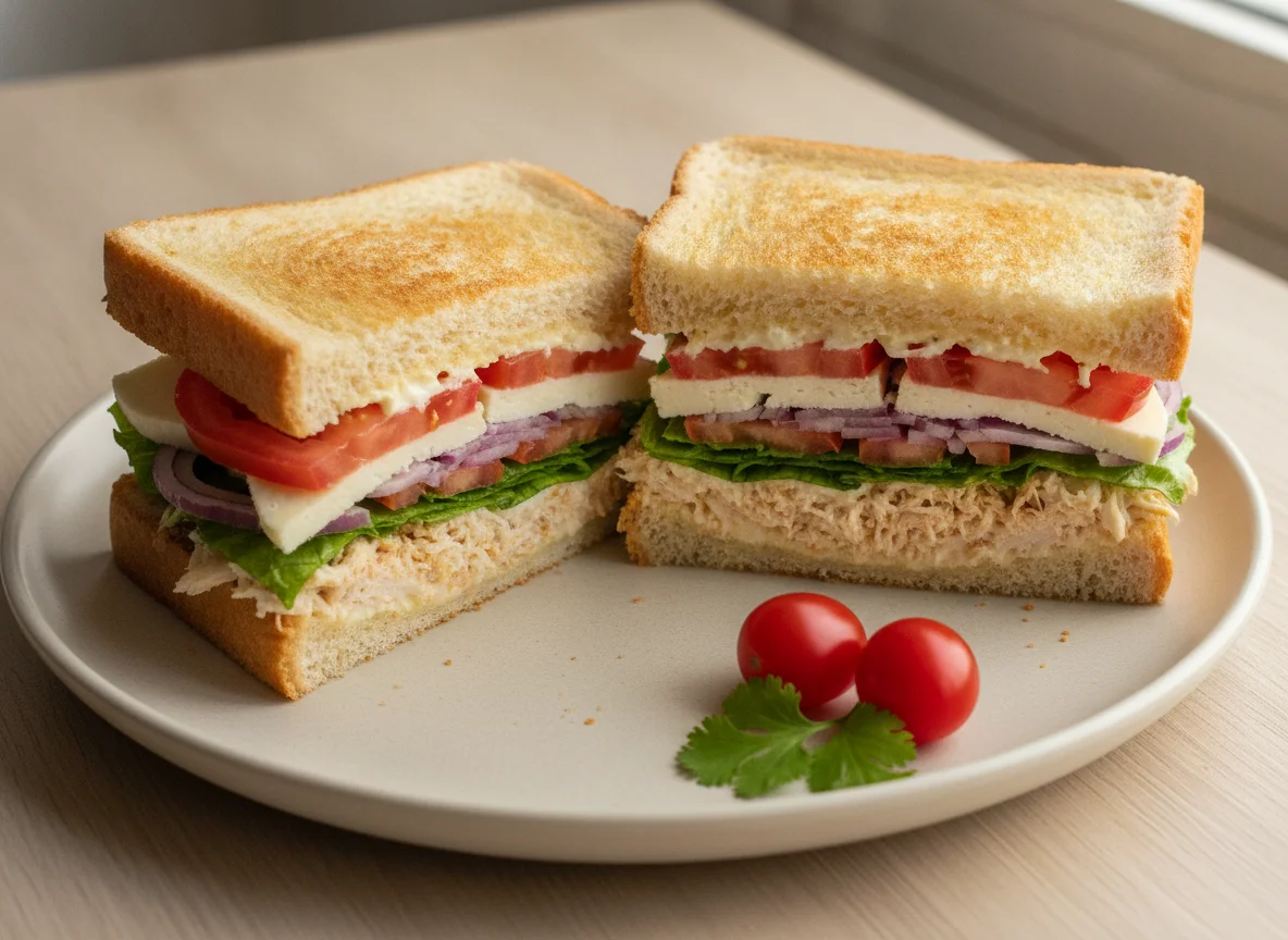 Sándwich de pollo deshebrado photo