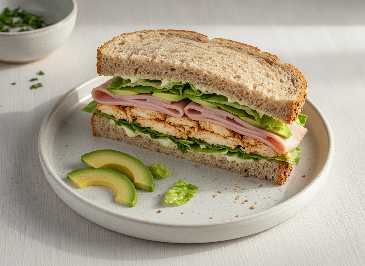 Sándwich de pollo y jamón de pavo photo
