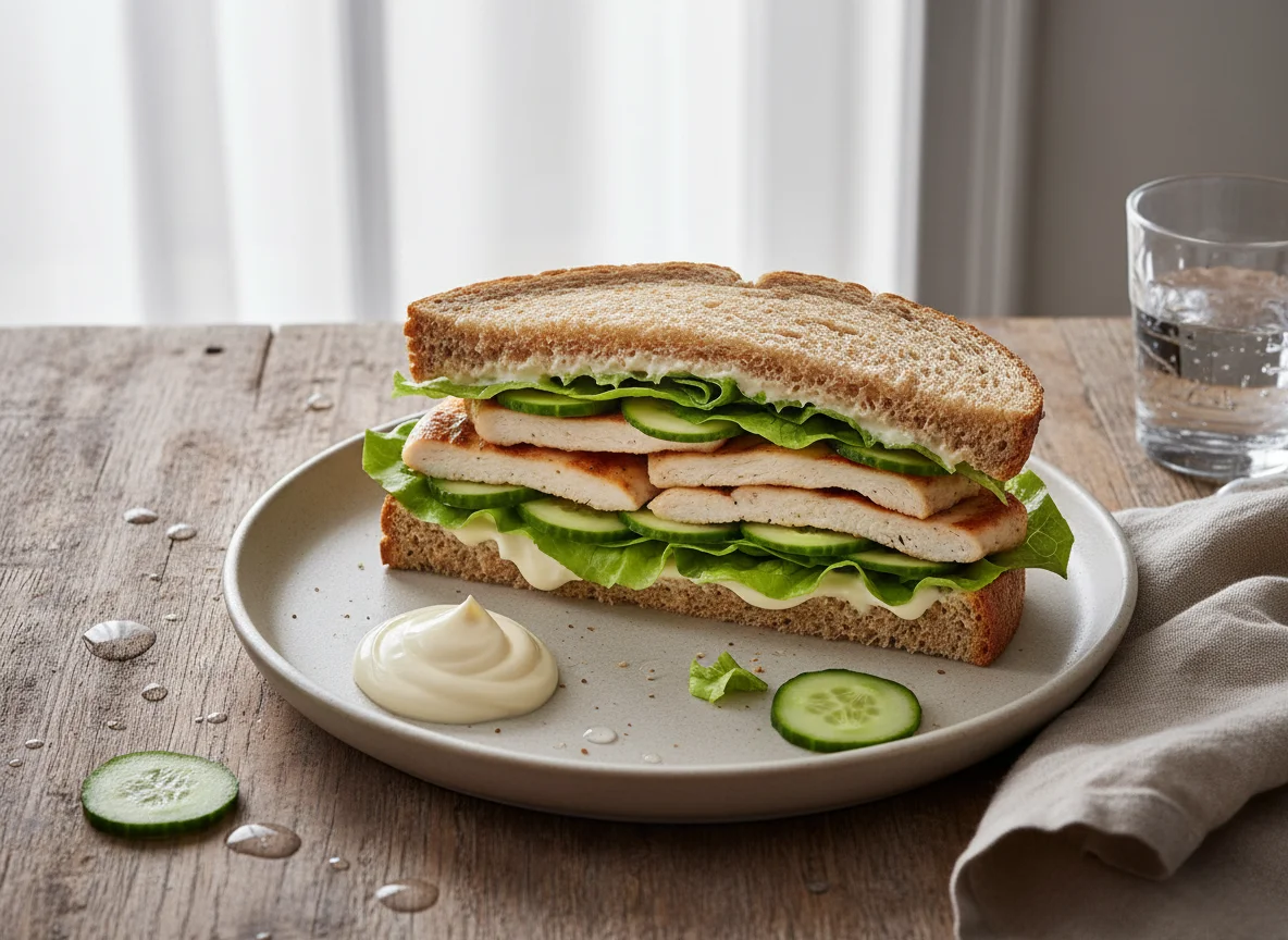 Sándwich de pollo y pepino photo