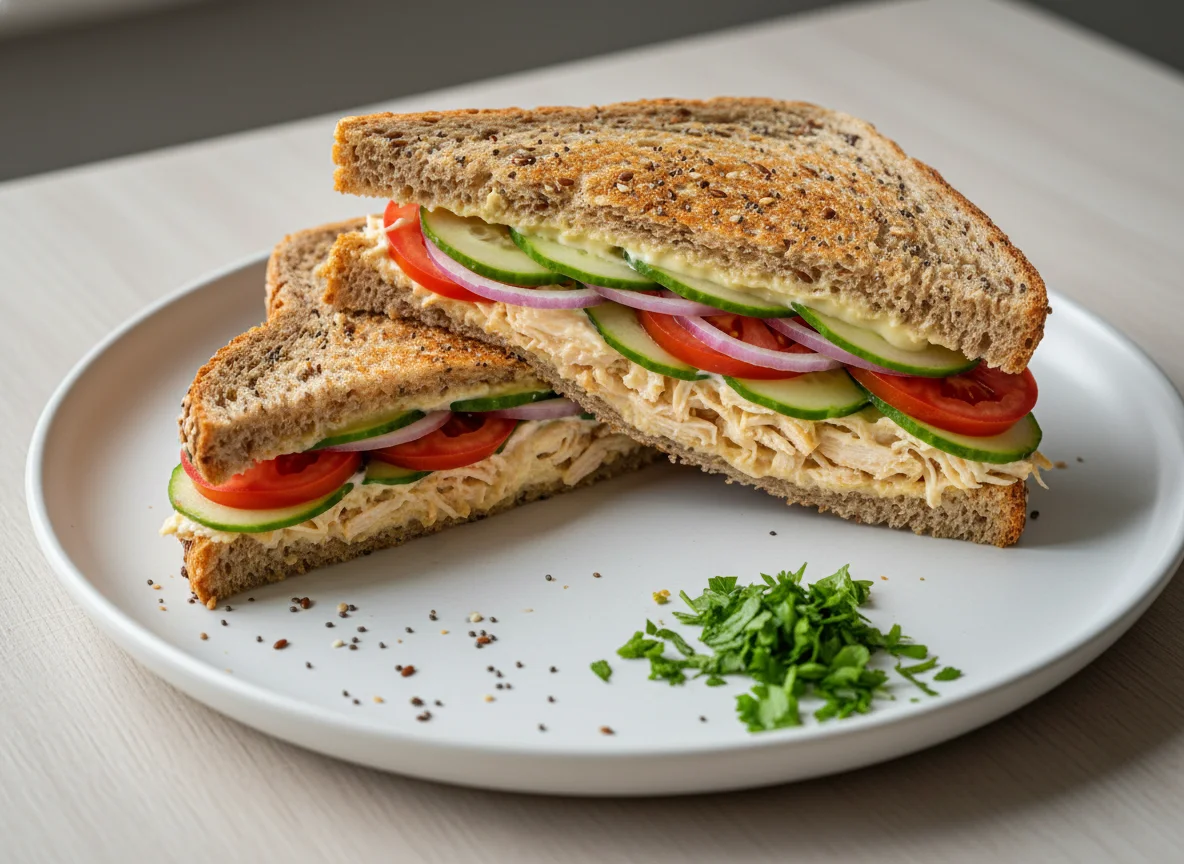 Sándwich de pollo y vegetales photo