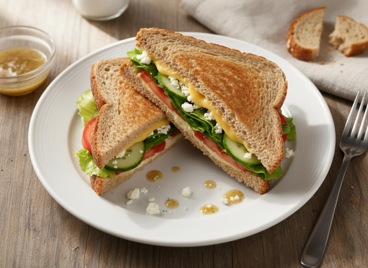 Sándwich de queso y ensalada photo