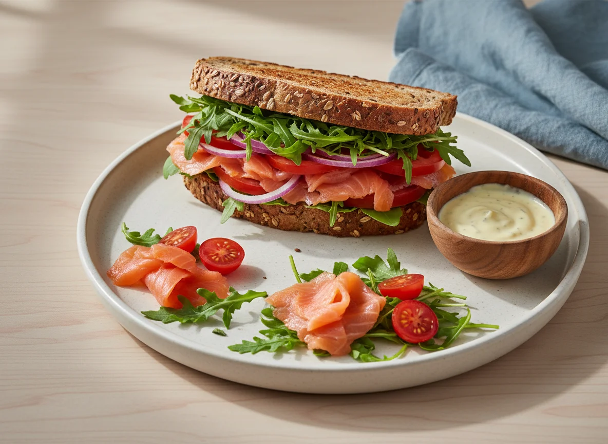 Sándwich de salmón ahumado photo