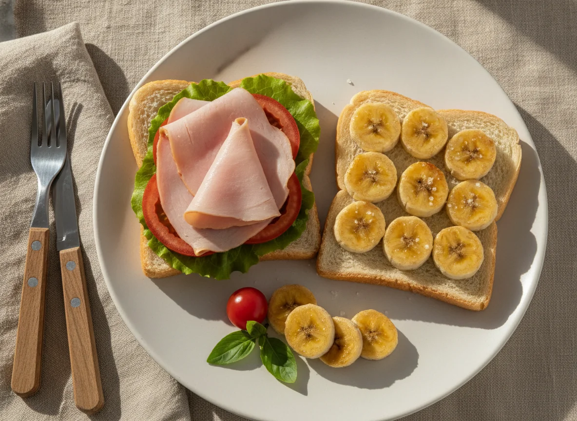 Sándwiches de jamón y banano photo