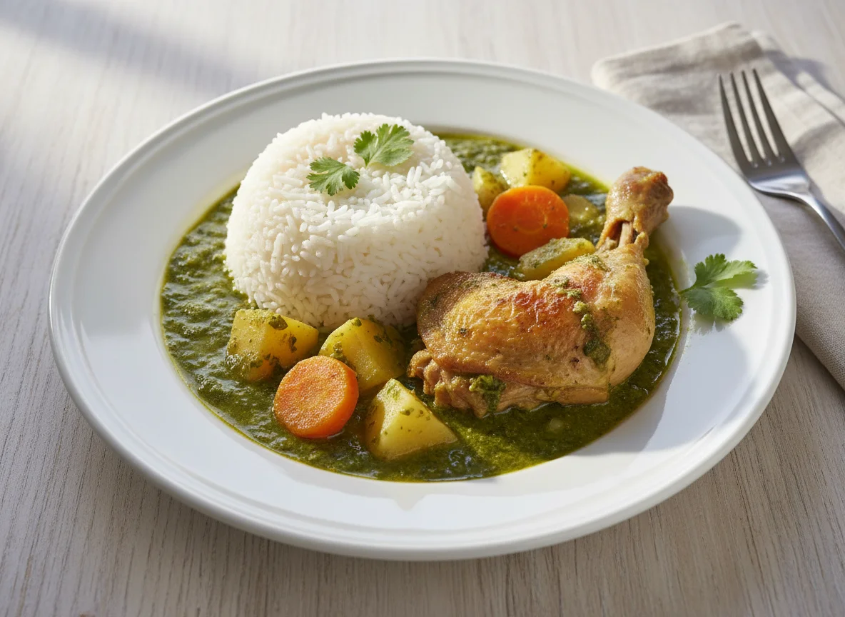 Seco de Pollo con Arroz y Papas photo