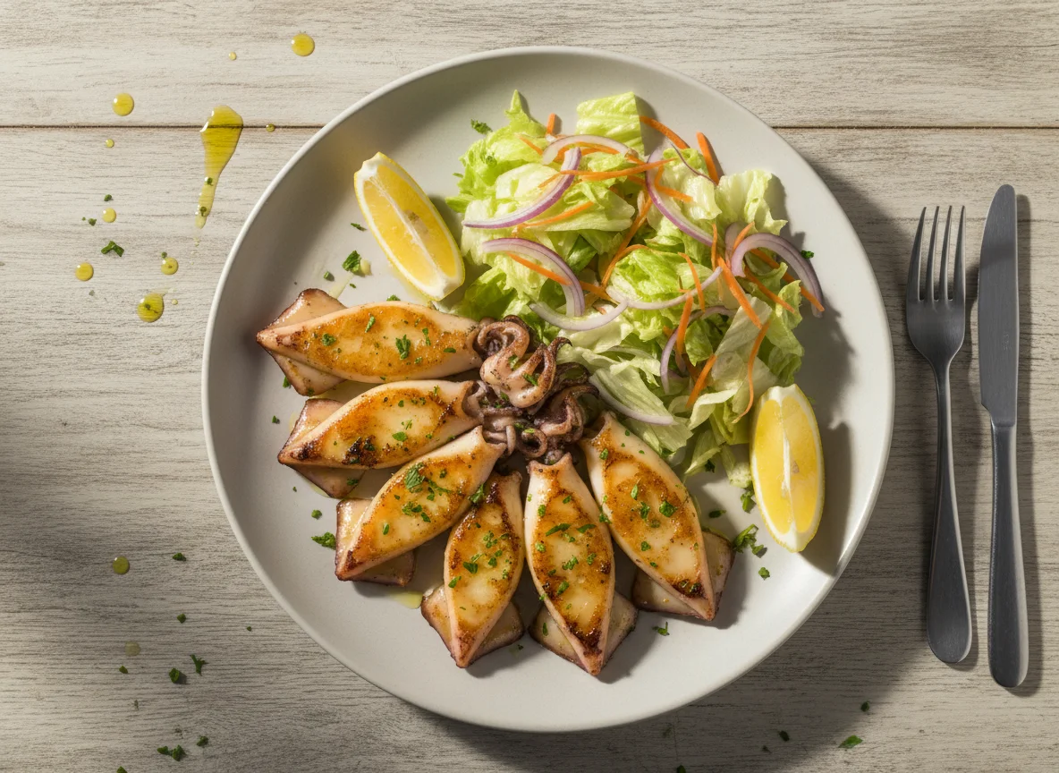 Sepia a la plancha con ensalada photo