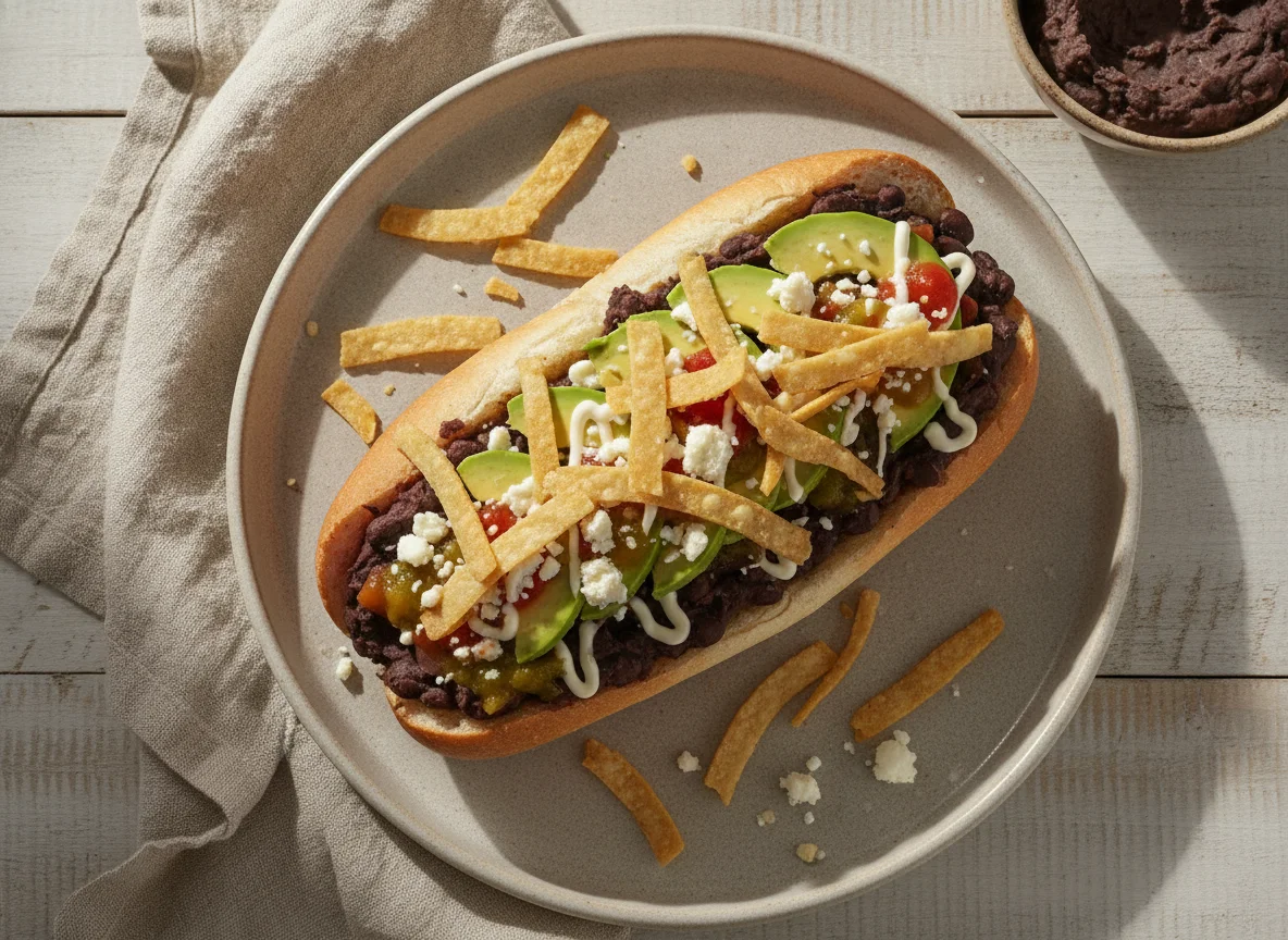 Shuco guatemalteco con aguacate y tiritas de tortilla photo
