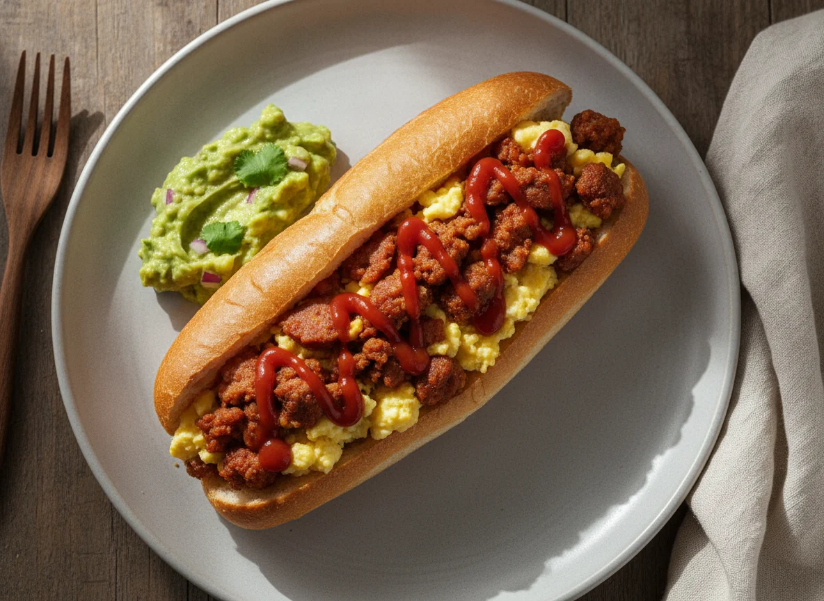 Shuco guatemalteco de chorizo y huevo photo