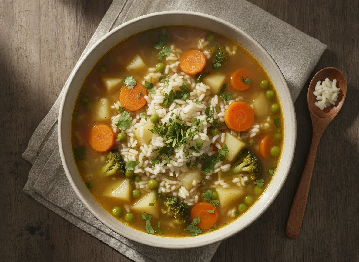 Sopa de arroz con verduras photo