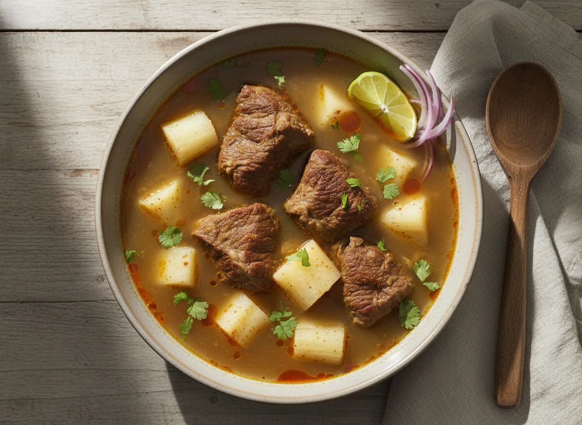Sopa de carne con tubérculos photo